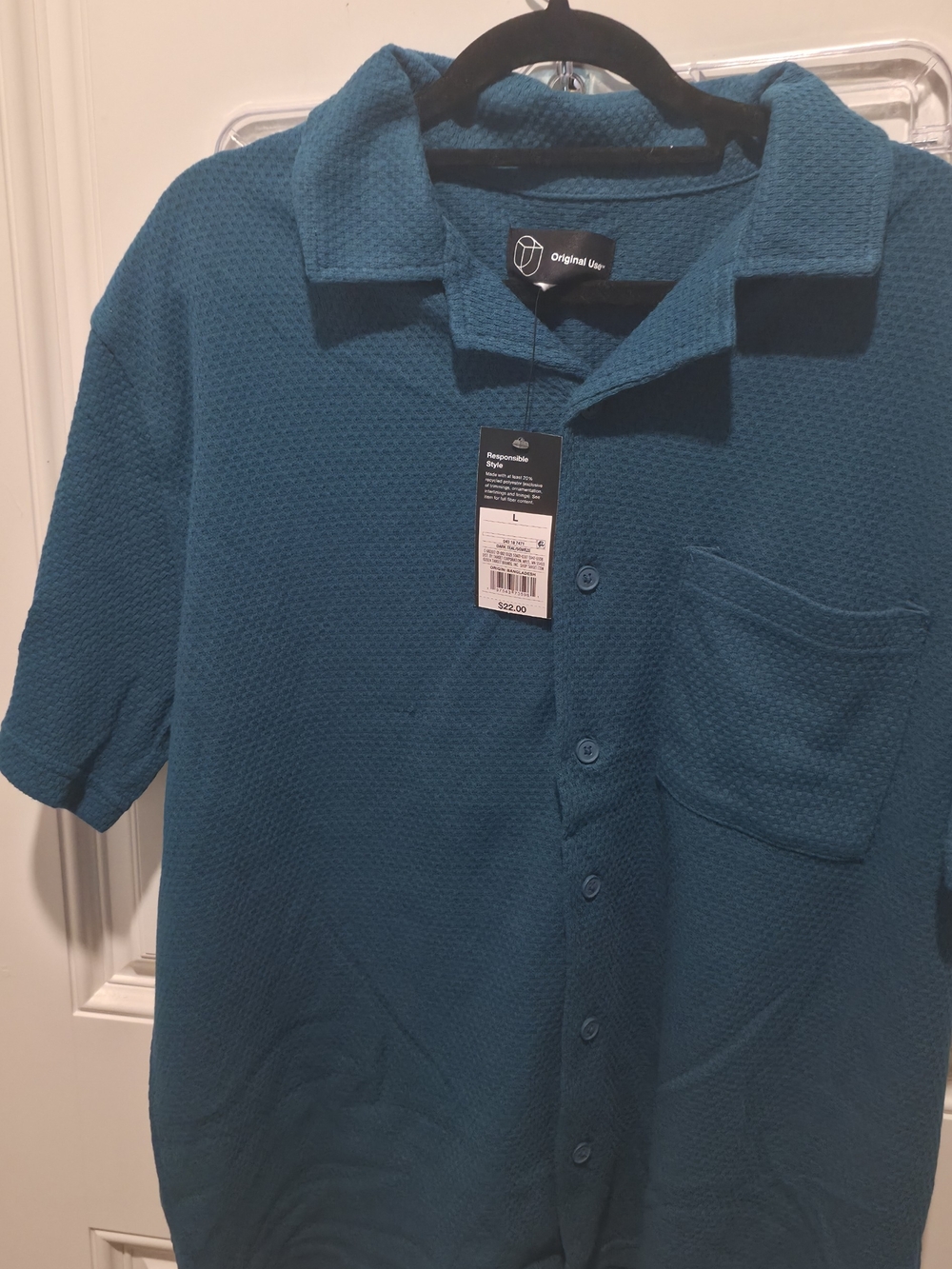 Teal Short-Sleeve Button Down